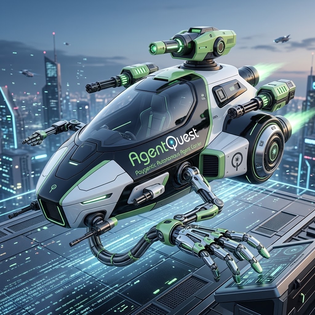 The Relay Skiff, an enclosed green-and-white pod above a futuristic city
